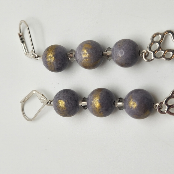 Elegant Silver and Gold Beaded Earrings - Picture 5 of 6